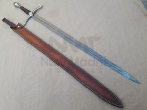 DAMASCO FORJADO FINA RANURA COMPLETA ESPIGA COMPLETA ESPADA VIKING HOJA EN BLANCO - Product Image 2