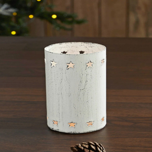 Ensemble de 2 porte-bougies votives en métal blanc vieilli motif flocon de neige, porte-bougies votives de Noël motif flocon de neige - Product Image 5