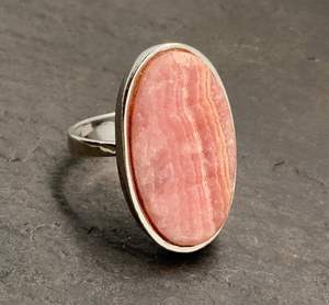 Anillo Vintage de Rodocrosita en Plata de Ley, Talla UK M, Talla US 6, Talla EU 51, Joyería Hecha a Mano con Piedras Preciosas, Regalo para Mujer - Product Image 5