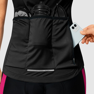 Maillot de cyclisme noir à manches courtes pour femme avec fermeture éclair intégrale sur le devant et un ourlet de qualité supérieure pour le vélo de route et le VTT - Product Image 5