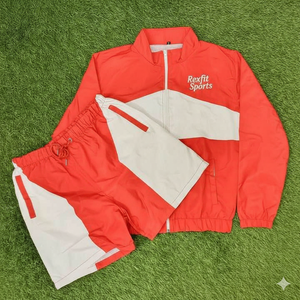 Ensemble de survêtement Rexfit Sports OEM personnalisé avec logo, veste coupe-vent et short en nylon pour homme, ensemble de survêtement d'été, vente en gros - Product Image 3