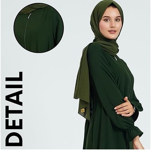 New Modest Fashion Abaya Elegant Modern Islamic Dress Latest Model Blank Green Zipper Open Dubai Abayas Women Breathable - Product Image 5