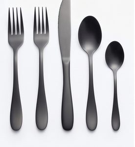 Matte <b>Black</b> Stainless Steel Flatware <b>Set</b> Minimalist Design Dishwasher Safe <b>Cutlery</b> For Catering Use And Home Use - Product Image 1
