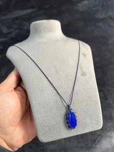 Collar Colgante de Macramé Ovalado Hecho a Mano con Lapislázuli Azul, Ajustable, Estilo Boho, Joyería Curativa, Venta al por Mayor - Product Image 1