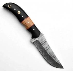 Outil de terrain artisanal personnalisé en acier Damas torsadé, manche en Micarta noir et bois d'olivier - Product Image 2
