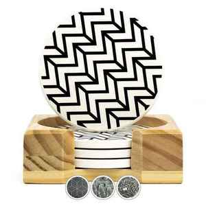 Modern <b>Reusable</b> Acacia Wood Round Coaster Set 300mm Diameter 5mm Thick Non Slip Mats <b>Pads</b> Solid Design Natural Wood Finish Delhi - Product Image 4