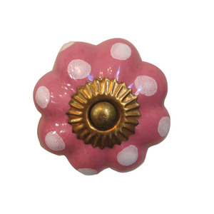 Pomo de Cerámica Floral Pintado a Mano Tradicional con Acabado de Puntos, Ecológico para Muebles de Cocina, Dormitorio y Baño - Product Image 4