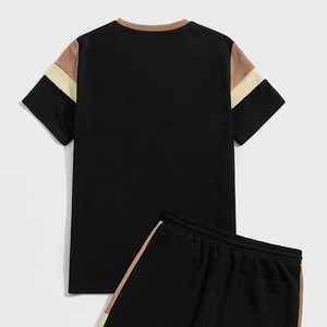 Ensemble de shorts d'été pour hommes en polyester et coton, respirant, grande taille, pour la gym et le jogging, coupe ajustée, chemise et short pour hommes - Product Image 2