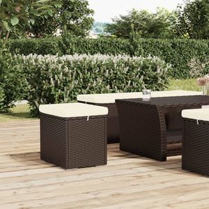 Otomana Cuadrada Pequeña y Resistente de Poliratán Marrón para Patio - Product Image 1