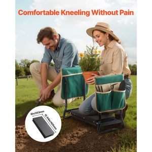 Sgabello da Giardino Pieghevole Rinforzato da 8 Pollici con 2 Borse Porta Attrezzi e Cuscinetto per Alleviare la Pressione sulle Ginocchia - Product Image 5