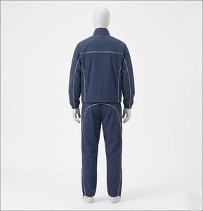 Wholesale Men Navy Blue <b>Retro</b> <b>Tracksuit</b> Lightweight Zip Up Windbreaker Set Stripe Detail Athletic Running Sportswear - Product Image 6