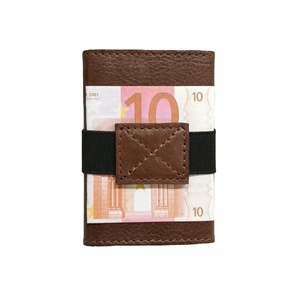 Genuine Leather Aluminum Metal Push Button Pop Up ID Card Holder Wallets Men's RFID Blocking Cash Elastic Band Slim Short Mini - Product Image 1