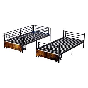 Stazione di Ricarica USB, Letto a Castello in Metallo con Ringhiera di Sicurezza, Scala e Spazio di Stoccaggio, Funzione Divisibile, Senza Scatola Inclusa - Product Image 4