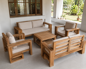Juego de Sofás de Madera de Teca Sólida de Lujo para Exteriores con Mesa de Centro, Muebles Modernos para Patio, Hotel, Resort, Villa y Jardín - Product Image 3