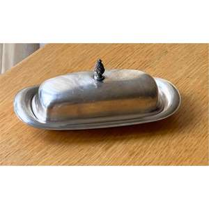 Plateau à beurre de luxe en métal doré et argenté avec couvercle, boîte à beurre en acier inoxydable avec poignée en forme de croissant de lune, plateau de service de style turc - Product Image 6