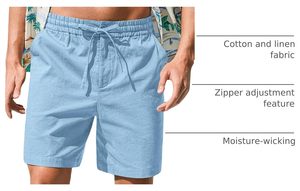 Pantalones Cortos Cargo Casuales para Hombre, Tela de Algodón Resistente, Diseño Utilitario con Múltiples Bolsillos, Corte Relajado, Cintura Alta con Cierre de Cordón - Product Image 6