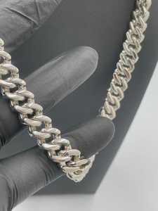 Cadena cubana de moissanita chapada en rodio de plata 925, collar de hip hop con incrustaciones, cadena llamativa y ostentosa, joyería de estilo de lujo - Product Image 3