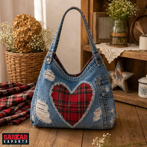 Sac fourre-tout en jean délavé brodé et imprimé, grande capacité, ouverture supérieure, sac de shopping à bandoulière, vente en gros - Product Image 3