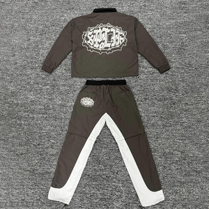 Fournisseur de vêtements pour homme, vêtements de sport, beige, créez votre propre survêtement, ensemble de survêtement décontracté pour homme en 2 pièces avec capuche - Product Image 2