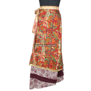 Nuevas faldas envolventes africanas de Rajasthani, elegantes, reversibles, de seda, largas, estilo sari indio, fabricante de faldas envolventes reversibles. - Product Image 1