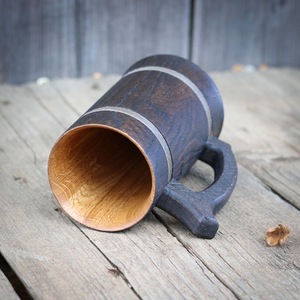 Eco-Friendly Polished Wooden Viking <b>Mug</b> with Hand Carved Engraving and Animal Design-Valentine's Day & Halloween Gift - Product Image 4