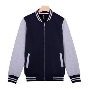 Custom Wholesale Blank Bulk Plain Unisex <b>Black</b> Men Women College Stand Collar Embroidery <b>Fleece</b> Baseball Varsity Jackets - Product Image 5