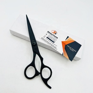 Tijeras de Barbero Profesionales de Alta Calidad para Diestros, de Acero Inoxidable Negro Mate, con Función de Corte, Logotipo Personalizado y Embalaje - Product Image 3