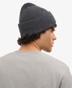 Nouvelle collection d'hiver, bonnet en tricot côtelé gris pour homme, 100% acrylique, tricoté à la main, couleur unie, bonnet d'hiver décontracté pour adultes - Product Image 3