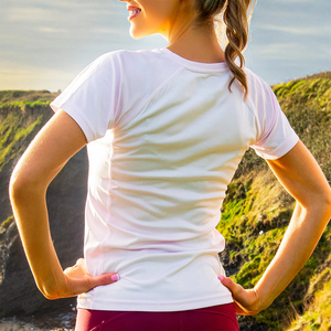Camisetas de manga corta para mujer de buena calidad, estilo urbano, color rosa claro, de algodón y poliéster para adulto. - Product Image 2