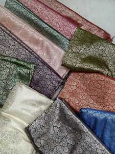 Tela brocada jacquard Banarasi - diseño floral con hilo zari - Product Image 3