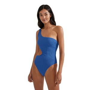 Nuevo Traje de Baño Personalizado de Moda, Diseño de un Solo Hombro, Ajustado, Material Elástico Acanalado, Traje de Baño para Mujer - Product Image 1