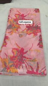 Tela de Organza Suave Premium con Diseño Floral, Material Elegante con Estampado de Flores para Diseñar Sarees, Vestidos y Trajes - Product Image 3