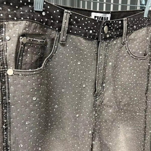 <b>Men</b> <b>Grey</b> Rhinestone Baggy <b>Jeans</b> Distressed <b>Ripped</b> Knee Loose Fit Streetwear Denim Pants For <b>Men</b> - Product Image 6