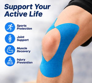 เทปคิเนซิโอเทป M TAPE แบบไม่ตัด ขนาด 5 ซม. x 5 ม. ผลิตจากผ้าฝ้าย ยึดติดแน่น ยืดหยุ่น ระบายอากาศได้ดี กันน้ำ ไม่ก่อให้เกิดอาการแพ้ เป็นมิตรต่อผิวหนัง - Product Image 3