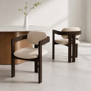 Chaise de salle à manger contemporaine moderne en teck massif avec rembourrage en polyester Modèle CHA42 - Product Image 1
