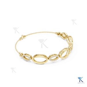 Lab Grown Diamond Interlocking Oval Station Bracelet 14K 18K <b>Solid</b> <b>Gold</b> Fine Women Modern Link Jewelry Manufacturer Wholesale - Product Image 2
