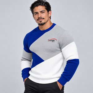 Pull pour homme en tissu tricoté doux, sensation de chaleur, coupe confortable, construction durable, col, poignets et ourlet côtelés pour l'hiver - Product Image 5