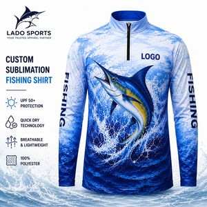 เสื้อตกปลาผู้ชายคุณภาพสูง โพลีเอสเตอร์ 100% กันน้ำ ระบายอากาศได้ดี UPF 50 รับผลิตตามสั่งพร้อมโลโก้ - Product Image 1