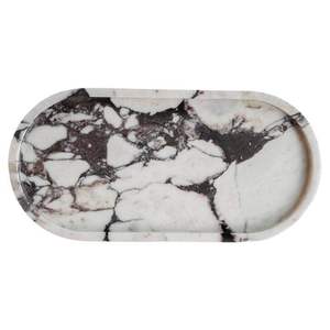 Bandeja Ovalada de Mármol Calacatta, Bandeja Ovalada de Mármol Premium para Servir, Bandeja Decorativa, Bandeja de Decoración para el Hogar de Lujo, Elegante Pieza de Mármol - Product Image 1