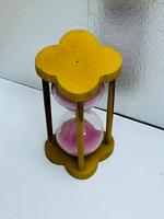 Sablier en bois fait main de 9 pouces avec sable rose |   Décoration de table rustique avec motif croix d'ange pour Noël et anniversaires