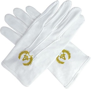 York Rite Trowel Symbolism - Masonic Cotton Gloves - <b>White</b> (One Size Fits Most) for Freemasons Formal Wear Regalia Accessories. - Product Image 5