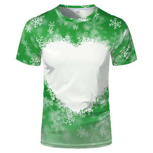 T-shirt à manches courtes pour homme, imprimé vert, col rond, coupe classique, décontracté, tricoté en polyester, imprimé numérique - Product Image 1