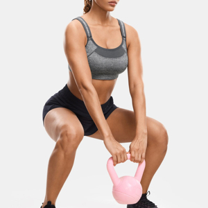 Soutien-gorge de sport simple pour femme, idéal pour le yoga et la course, taille personnalisable, respirant, en Spandex/Nylon, avec logo frontal, maintien moyen à fort - Product Image 3