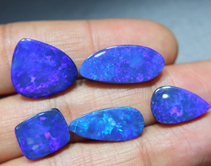 Australian Blue Fire <b>Opal</b> Doublet Cabochon Natural <b>Opal</b> Loose Gemstone for Jewelry Making - Product Image 1
