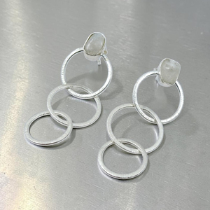 Pendientes colgantes de plata de ley 925 con piedras preciosas naturales de arcoíris, hechos a mano, estilo bohemio vintage, regalo de boda para ella. - Product Image 2