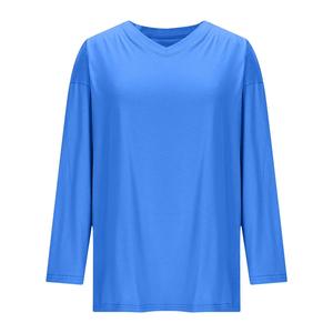 เสื้อผู้หญิงวัยรุ่น ไซส์พลัส คอกลม แขนยาว ลำลอง สีพื้น ทรงหลวม ผ้าโพลีเอสเตอร์ทอ 100% - Product Image 1