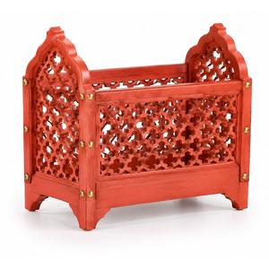 Porte-revues artisanal en bois de manguier et corail Lac Jali - Vente en gros Inde - Product Image 1