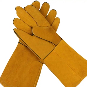 Gants en cuir de vachette fendu pour la protection des mains, vêtements de sécurité réfléchissants, anti-chaleur, anti-étincelles, gants de travail industriels pour la lutte contre les incendies - Product Image 1