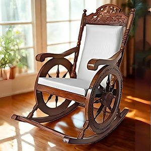 เก้าอี้โยกไม้ |   การเคลื่อนไหวที่ราบรื่นพร้อมที่วางแขนและเบาะพิงหลัง |   งานฝีมือดั้งเดิมที่ออกแบบด้วยมือ - Product Image 2