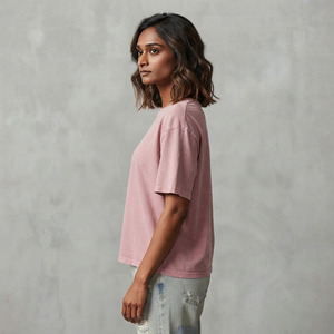 T-shirts décontractés pour femmes 100% haute qualité, coupe oversize, à manches courtes, effet délavé à l'acide - Product Image 5